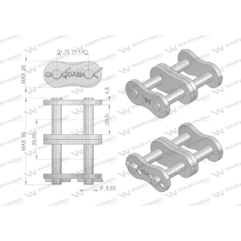 Zamek łańcucha przemysłowego Z20AH-2 ANSI A 100H  Waryński-96898