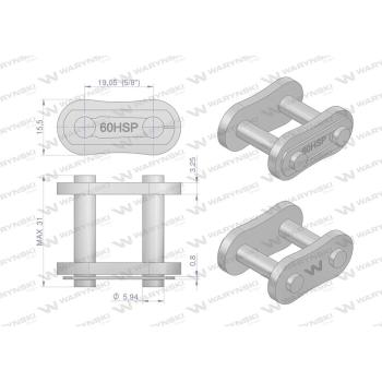 Zamek łańcucha wzmocnionego Z60SP  Waryński-96951