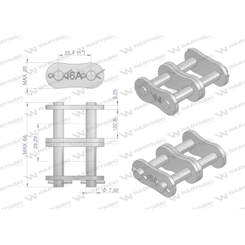 Zamek łańcucha wzmocnionego Z16A-2 ANSI A 80  Waryński-97002