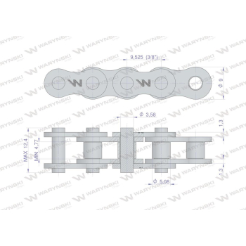 Łańcuch rolkowy wzmocniony 06A-1 ANSI A 35 06C-1 (R1 3/8) 5m Waryński-97007
