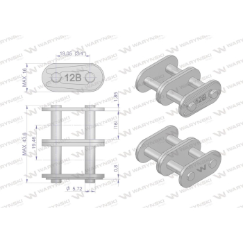 Zamek łańcucha prosta płytka Z12B-2  Waryński-97009