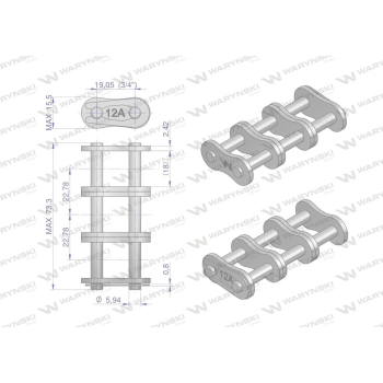 Zamek łańcucha wzmocnionego Z12A-3 ANSI A 60  Waryński-97015