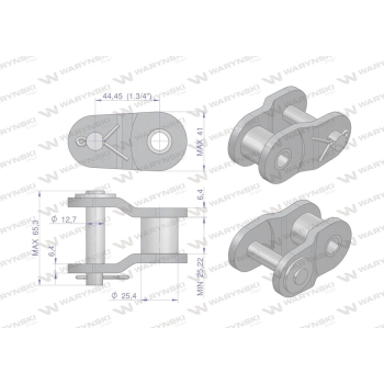 Półogniwo łańcucha wzmocnione P28AH-1 ANSI A 140H (R1 1.3/4) Waryński-97019