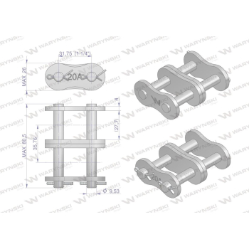 Zamek łańcucha wzmocnionego Z20A-2 ANSI A 100  Waryński-97029