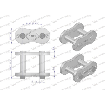 Zamek łańcucha przemysłowego Z28AH-1 ANSI A 140H (R1 1.3/4) Waryński-97034