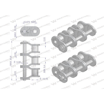 Półogniwo łańcucha wzmocnione P10A-3 ANSI A 50  Waryński-97045