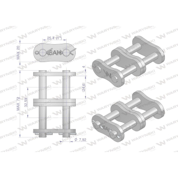 Zamek łańcucha przemysłowego Z16AH-2 ANSI A 80H  Waryński-97052