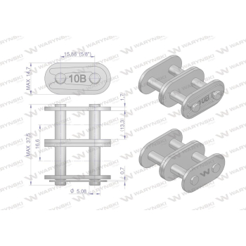 Zamek łańcucha prosta płytka Z10B-2  Waryński-97054
