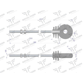 Izolator okrągły z gwintem  długi M6X180 ROYAL FARM-97133