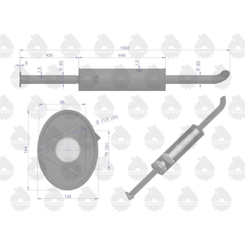 Tłumik prosty długi 1550mm 8kg C-385 ORYGINAŁ URSUS-97156