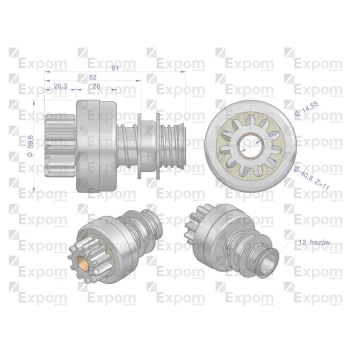 Zespół sprzęgający rozrusznika 93.2208EX (rozrusznik Magneton) EXPOM KWIDZYN eu-97285