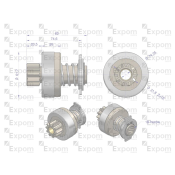 Zespół sprzęgający rozrusznika ( Typ Iskra ) MSX 332KIT, 16.908.807 EXPOM KWIDZYN eu-97418