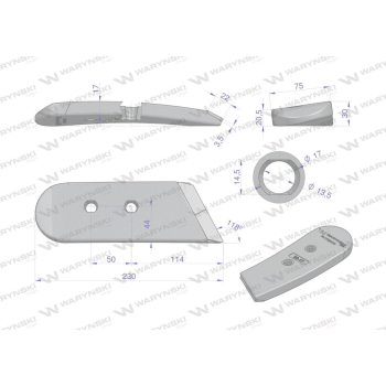 Dłuto. nakładka lemiesza lewe zastosowanie Gregoire-Besson Vogel&Noot 801102 z węglikiem wolframu WARYŃSKI MAXX-9748