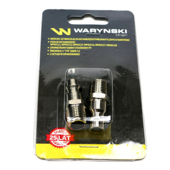 Złączka do narzędzi pneumatycznych gwint 1/4 PT 2 szt w komplecie Waryński-98087