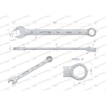 Klucz płaskooczkowy extra długi 24mm dł 339mm standard ASME B107.9M  Waryński-98153