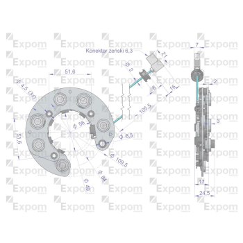 Prostownik kompletny alternatora EX230000. EX260000 C-330 C-360 EXPOM KWIDZYN eu-98354