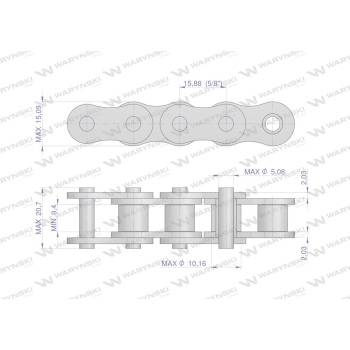 Łańcuch rolkowy napęd - wysypu ANSI 50A-115PS+Z+P zastosowanie New Holland 80116140 Waryński-98809