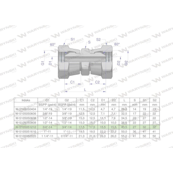 Złączka hydrauliczna calowa AA 3/4" BSP Waryński