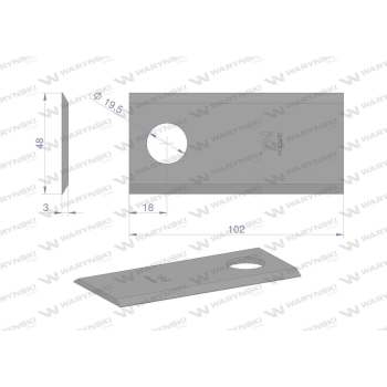 Nóż, nożyk kosiarka rotacyjna 102x48x3mm zastosowanie Samasz WARYŃSKI-9929