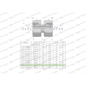 Złączka hydrauliczna metryczna AA M45x2 35L Waryński