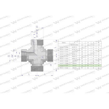 Czwórnik hydrauliczny metryczny BBBB M45x2 35L Waryński