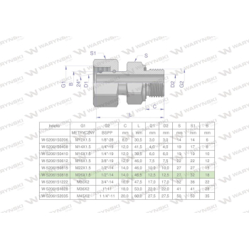 Przyłączka hydrauliczna AB (EVGE) M26x1.5 18L x 1/2" BSP ED Waryński