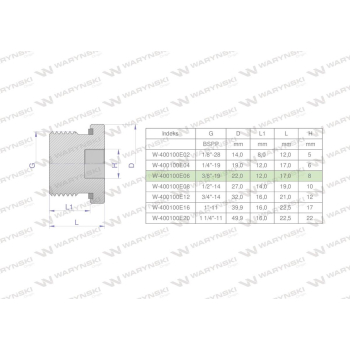 Korek hydrauliczny calowy  3/8" BSP ED Waryński