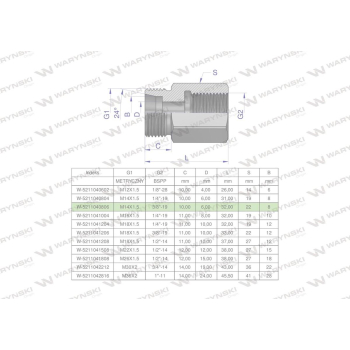 Tulejka różnicowa hydrauliczna AB M14x1.5 08L GZ x 3/8" BSP GW Waryński